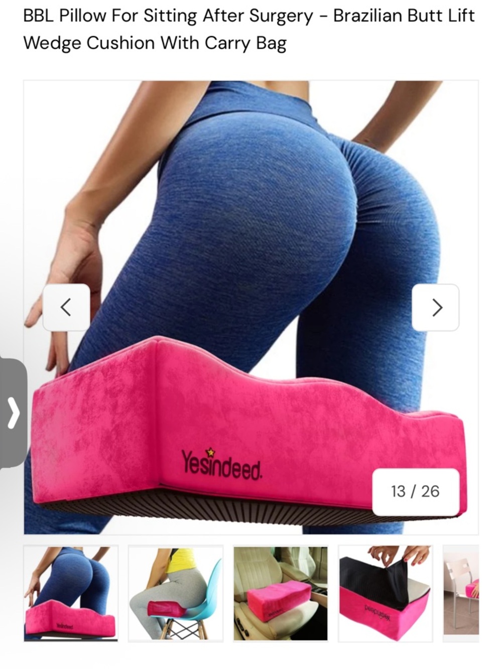 Black BBL Wedge Cushion Pillow post Brazilian butt lift recovery sitting aid